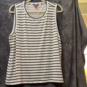 Vince Camuto Black and White Sequin Tank Top